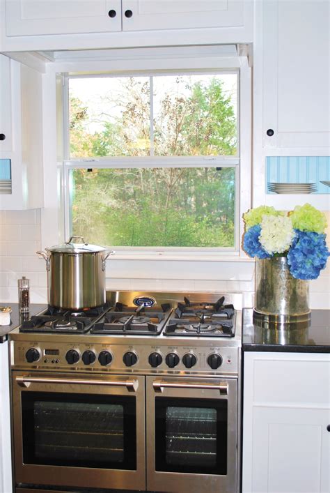 stove top in front of window